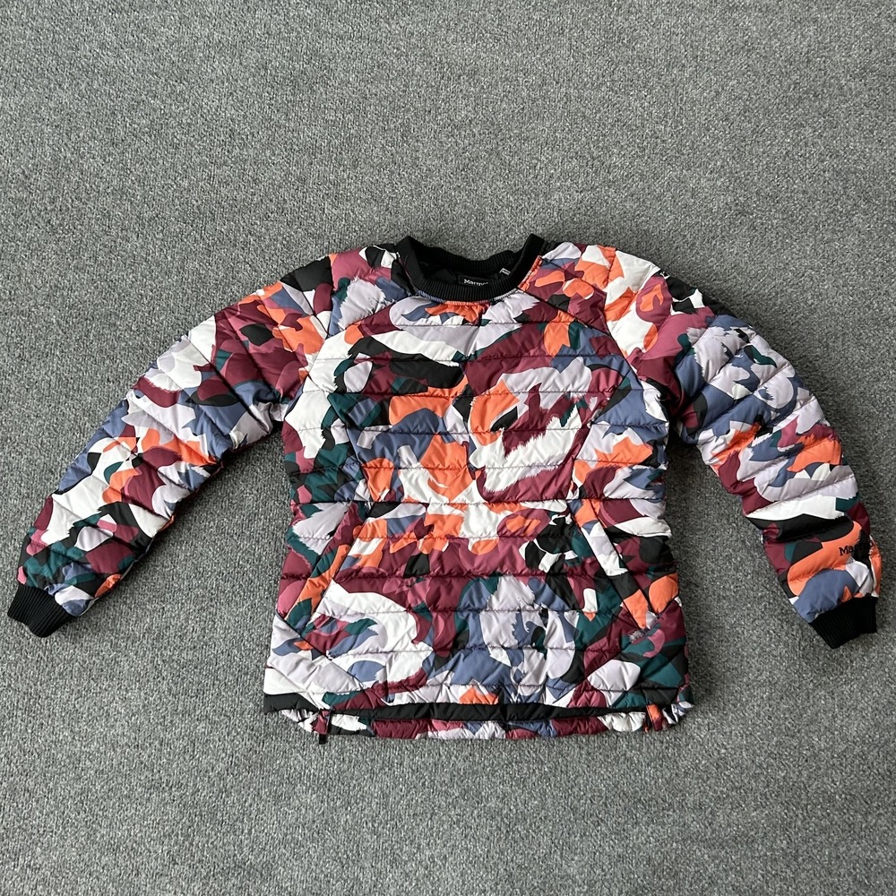 Marmot Jacket Womens XS Val Dsere Camo Pullover‎ 700 Fill Down Puffer Coat